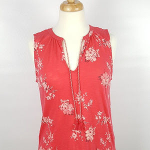 Lucky Brand Floral Sleeveless Tassel Top